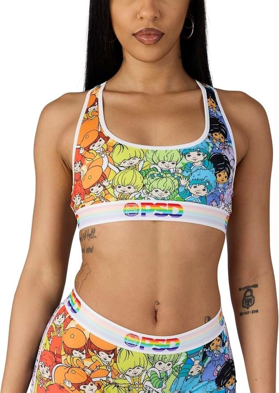 PSD Rainbow Character Print Sports Bra - Multicolor